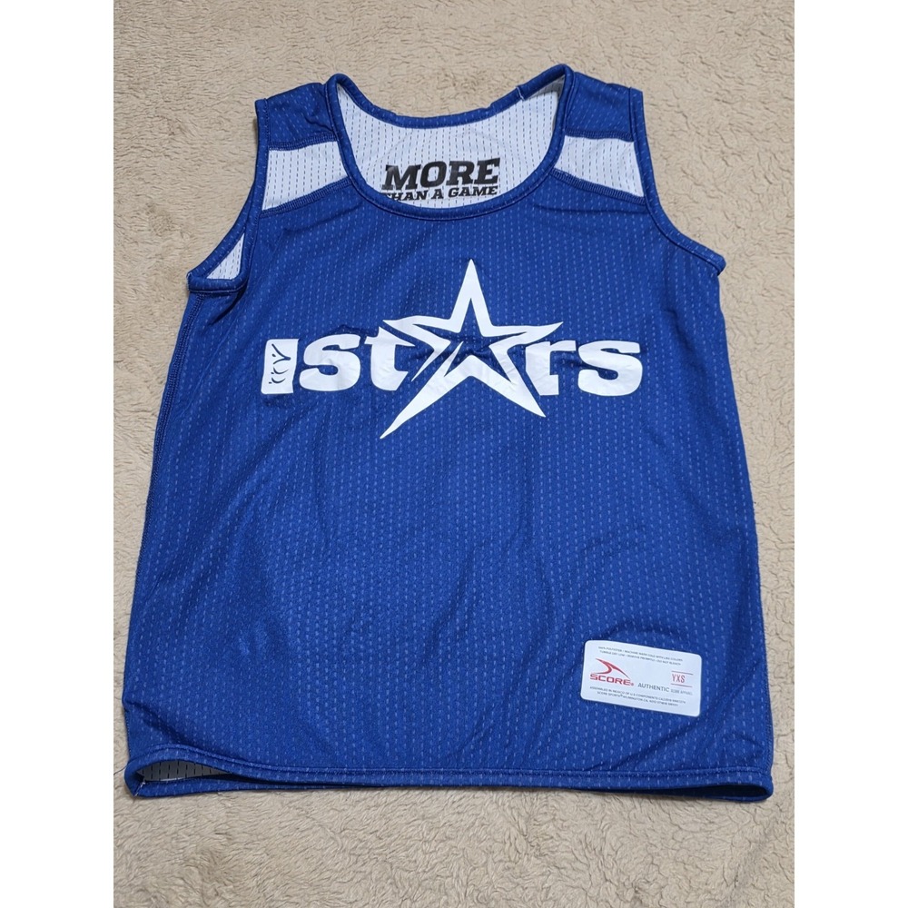 Score Reversible Basketball Jersey Youth YXS Blue White Stars #2 Mesh Tank Top